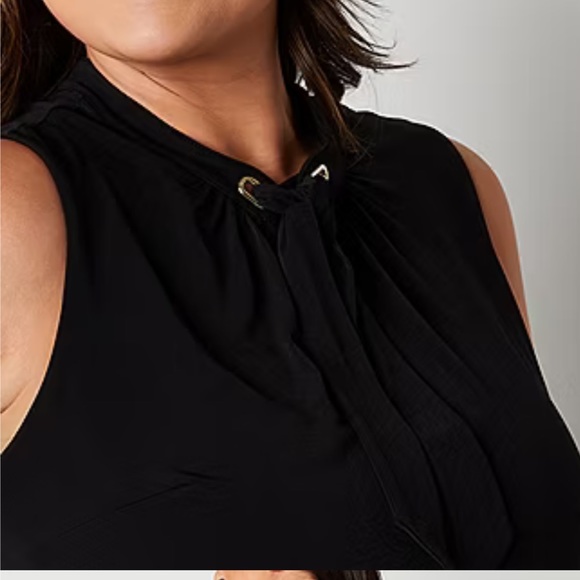 NWT Liz Claiborne Plus Womens Split Tie Neck Sleeveless Blouse 1X 16-18 - Picture 4 of 11